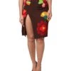 Dolce & Gabbana Brown Floral High Waist Side Slit Women's Skirt