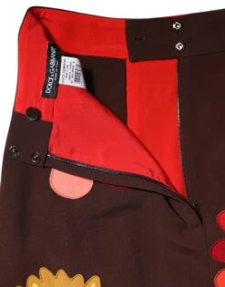 Dolce & Gabbana Brown Floral High Waist Side Slit Women's Skirt -Lux Lair Store 8274885