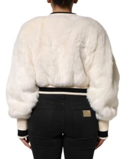 Dolce & Gabbana White Cropped Faux Fur DG Sweatshirt Women's Sweater 9 Dolce & Gabbana White Cropped Faux Fur DG Sweatshirt Women's Sweater -Lux Lair Store 8275019