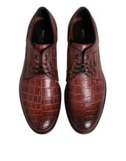 Dolce & Gabbana Burgundy Leather Lace Up Derby Dress Men's Shoes -Lux Lair Store 8275509