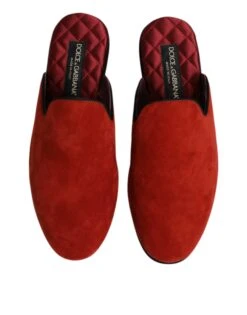 Dolce & Gabbana Orange Suede Slides Flat Slipper Men's Shoes -Lux Lair Store 8275646