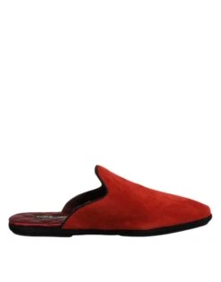 Dolce & Gabbana Orange Suede Slides Flat Slipper Men's Shoes