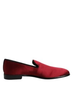 Dolce & Gabbana Red Velvet Slip On Loafers Formal Men's Shoes