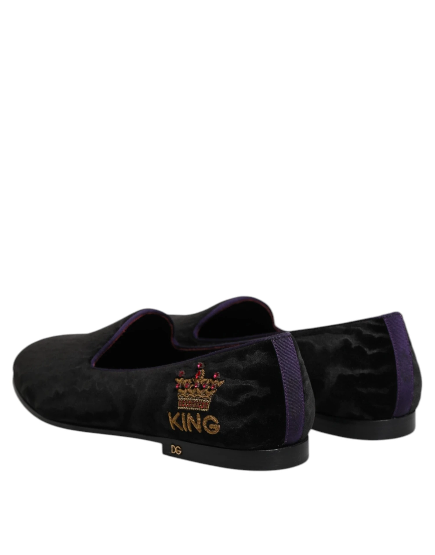 Dolce & Gabbana Black DG Crown Embroidery Loafers Slip On Men's Shoes 4 Dolce & Gabbana Black DG Crown Embroidery Loafers Slip On Men's Shoes - Image 2