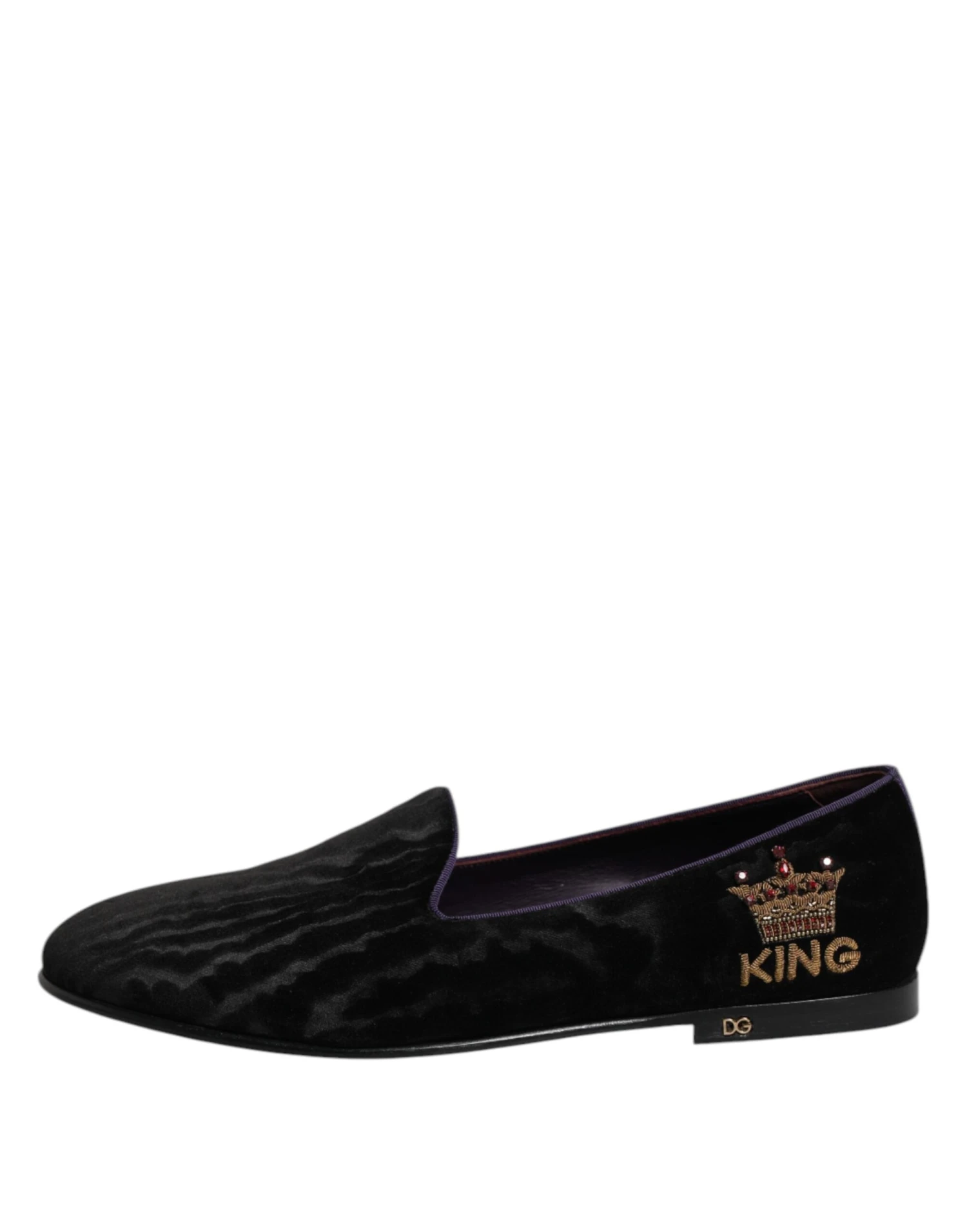 Dolce & Gabbana Black DG Crown Embroidery Loafers Slip On Men's Shoes 5 Dolce & Gabbana Black DG Crown Embroidery Loafers Slip On Men's Shoes - Image 3