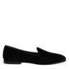 Dolce & Gabbana Black DG Crown Embroidery Loafers Slip On Men's Shoes