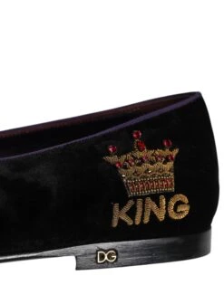 Dolce & Gabbana Black DG Crown Embroidery Loafers Slip On Men's Shoes 11 Dolce & Gabbana Black DG Crown Embroidery Loafers Slip On Men's Shoes -Lux Lair Store 8276516