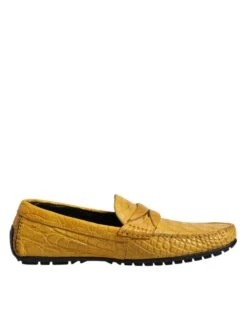 Dolce & Gabbana Yellow Exotic Leather Loafers Slip On Men's Shoes
