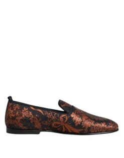 Dolce & Gabbana Black Jacquard Polyester Slip On Loafers Men's Shoes