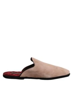 Dolce & Gabbana Beige Capra Suede Slides Flat Slipper Men's Shoes