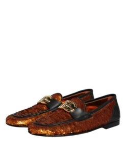 Dolce & Gabbana Orange Sequin Embellished Men Loafers Men's Shoes 11 Dolce & Gabbana Orange Sequin Embellished Men Loafers Men's Shoes -Lux Lair Store 8277143