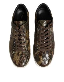 Dolce & Gabbana Brown Exotic Leather Low Top Sneakers Men's Shoes -Lux Lair Store 8278176