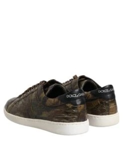 Dolce & Gabbana Brown Exotic Leather Low Top Sneakers Men's Shoes -Lux Lair Store 8278179