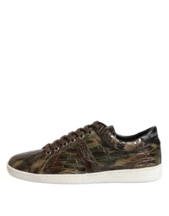 Dolce & Gabbana Brown Exotic Leather Low Top Sneakers Men's Shoes -Lux Lair Store 8278180