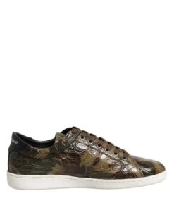 Dolce & Gabbana Brown Exotic Leather Low Top Sneakers Men's Shoes