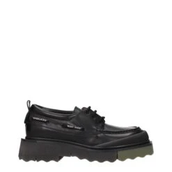 Off-White Black Leather Slip-On Men's Loafers