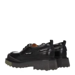Off-White Black Leather Slip-On Men's Loafers -Lux Lair Store 8336744