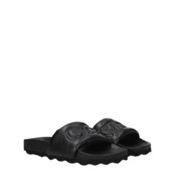 Off-White Black Leather Slippers Men's Sandals -Lux Lair Store 8337245