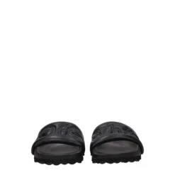 Off-White Black Leather Slippers Men's Sandals -Lux Lair Store 8337263