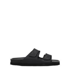 Palm Angels Black Leather Slippers Men's Sandals