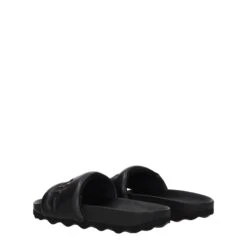 Off-White Black Leather Slippers Men's Sandals -Lux Lair Store 8337287
