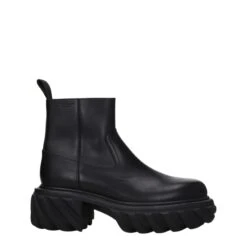 Off-White Black Leather Ankle Men's Boots