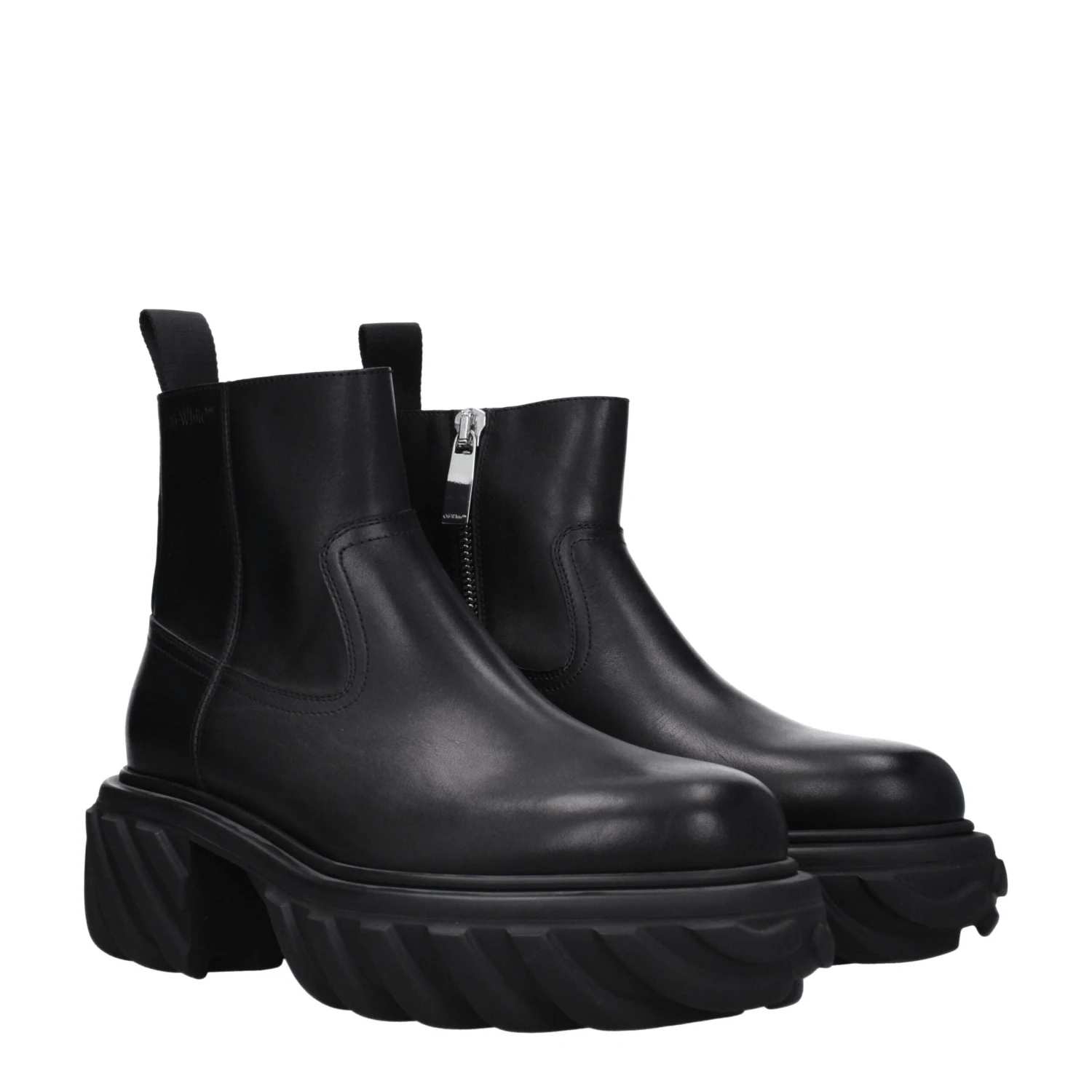 Off-White Black Leather Ankle Men's Boots 4 Off-White Black Leather Ankle Men's Boots - Image 2