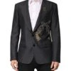 Dolce & Gabbana Dark Gray Bee Embroidery SICILIA Coat Men's Blazer 2 Dolce & Gabbana Dark Gray Bee Embroidery SICILIA Coat Men's Blazer -Lux Lair Store 8351985
