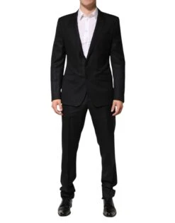 Dolce & Gabbana Black Jacquard Single Breasted 2 Piece Men's Suit