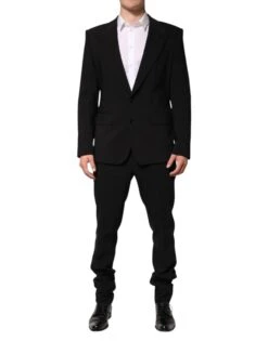 Dolce & Gabbana Black Cotton Single Breasted 2 Piece Men's Suit