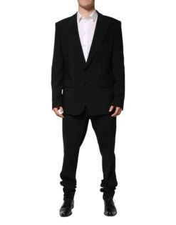 Dolce & Gabbana Black Cotton Single Breasted 2 Piece Men's Suit (Pre-Owned)