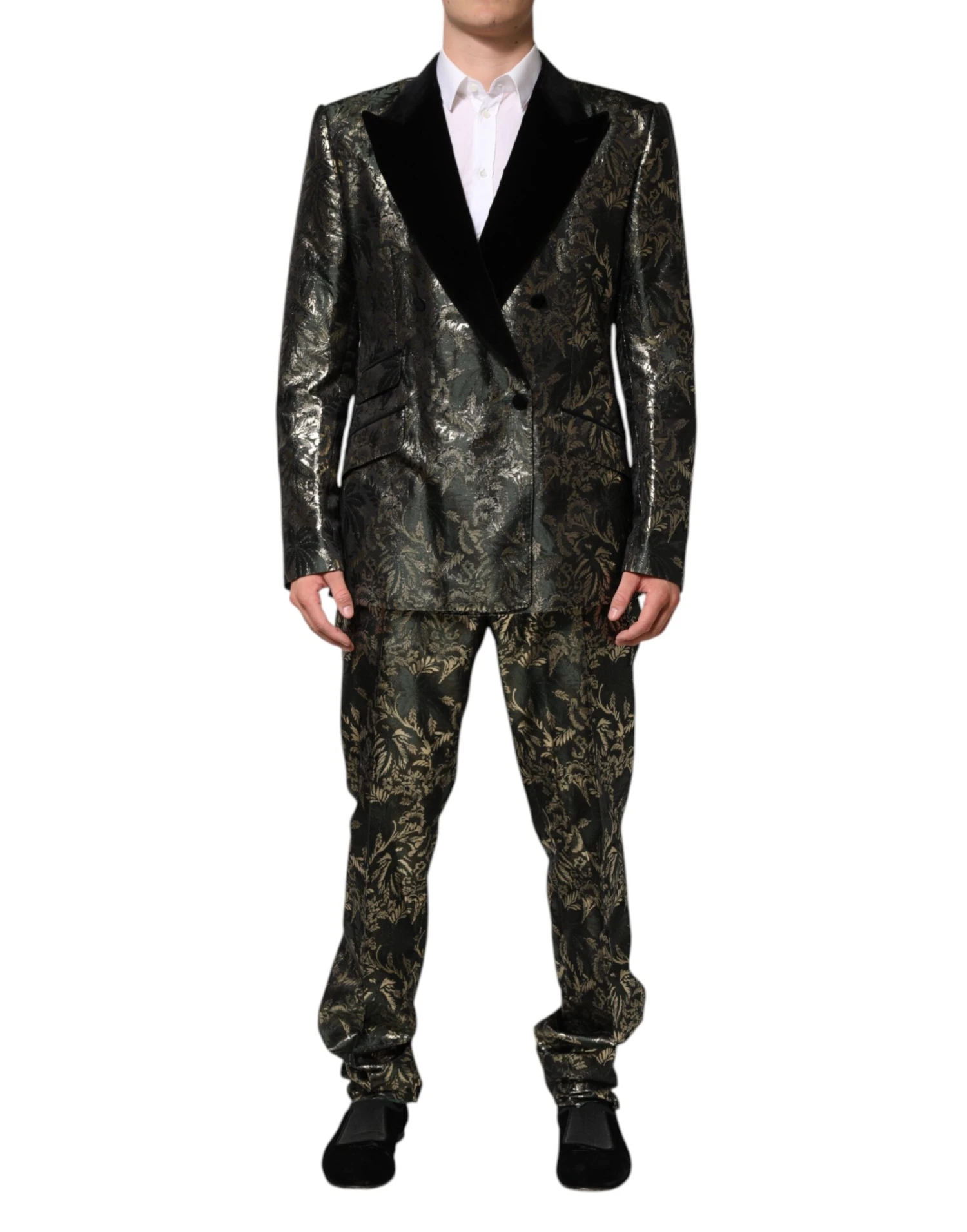 Dolce & Gabbana Metallic Floral Jacquard Silk 2 Piece Men's Suit 3 Dolce & Gabbana Metallic Floral Jacquard Silk 2 Piece Men's Suit