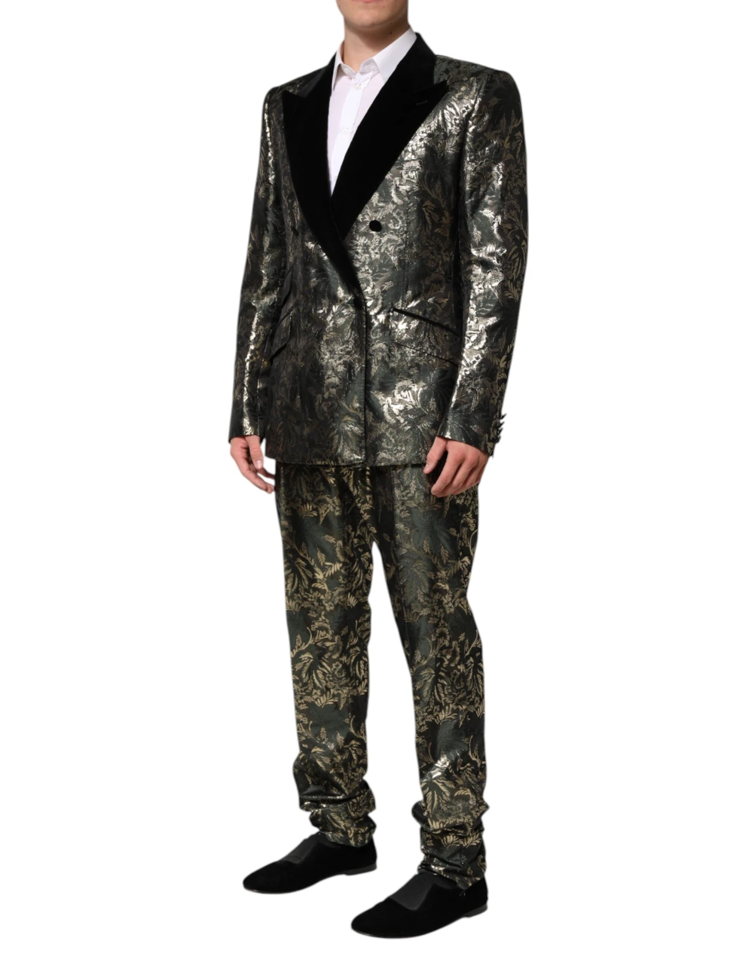 Dolce & Gabbana Metallic Floral Jacquard Silk 2 Piece Men's Suit 4 Dolce & Gabbana Metallic Floral Jacquard Silk 2 Piece Men's Suit - Image 2