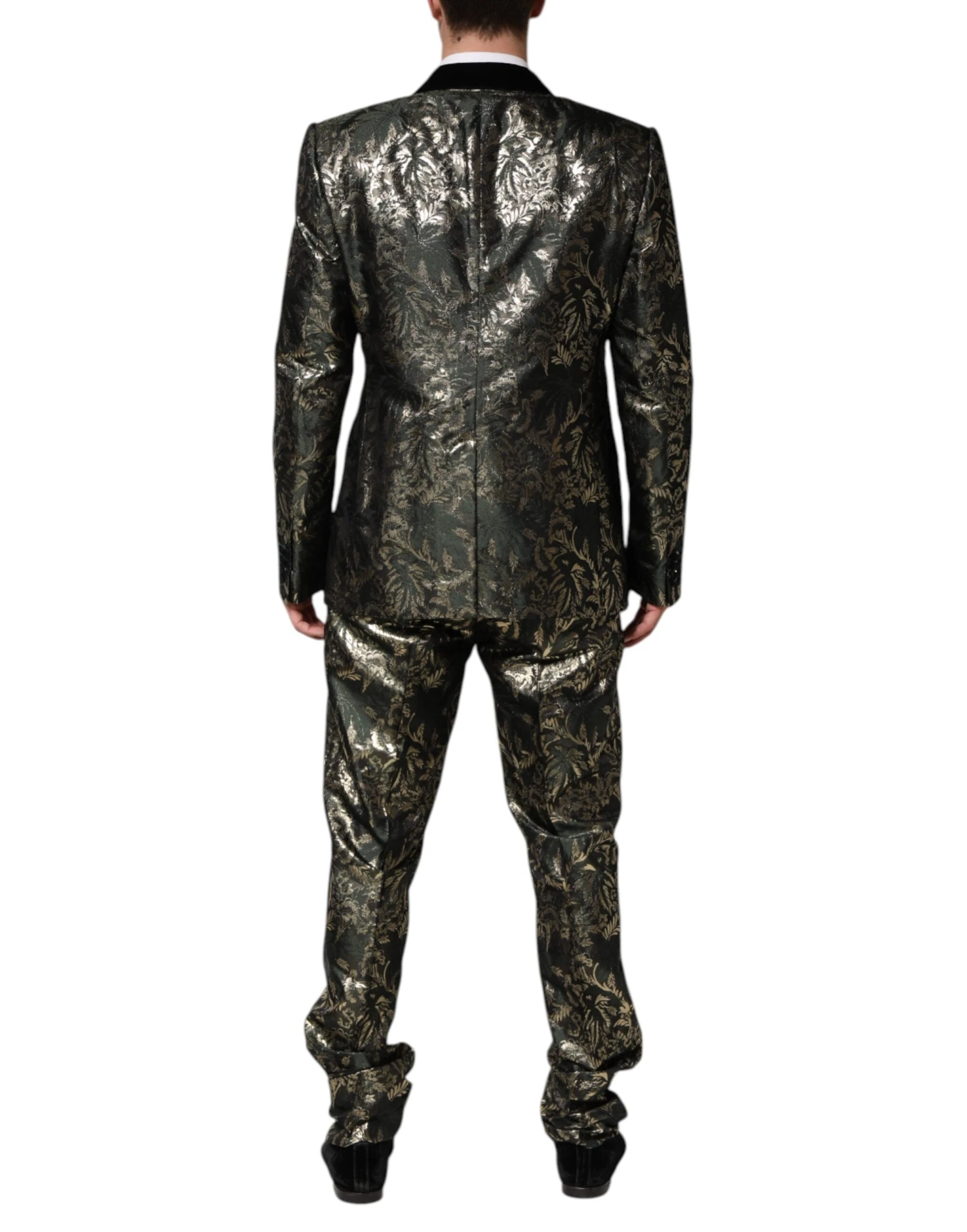 Dolce & Gabbana Metallic Floral Jacquard Silk 2 Piece Men's Suit 5 Dolce & Gabbana Metallic Floral Jacquard Silk 2 Piece Men's Suit - Image 3