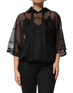 Dolce & Gabbana Black See Through Hooded Pullover Women's Sweater