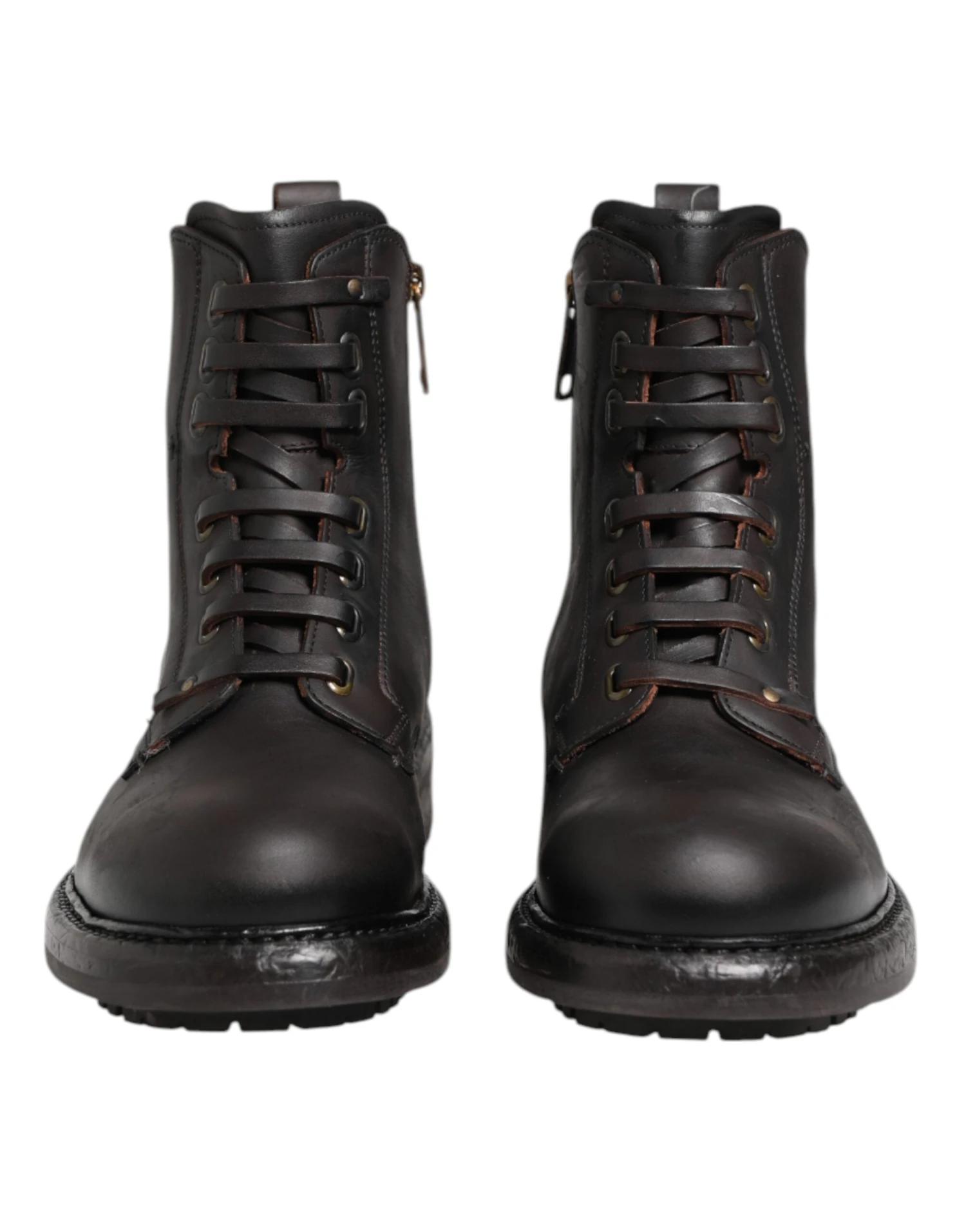 Dolce & Gabbana Dark Brown Leather Lace Up Mid Calf Boots Men's Shoes (Pre-Owned) 4 Dolce & Gabbana Dark Brown Leather Lace Up Mid Calf Boots Men's Shoes (Pre-Owned) - Image 2