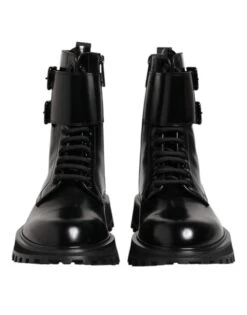 Dolce & Gabbana Black Leather Lace Up Mid Calf Boots Men's Shoes -Lux Lair Store 8355998