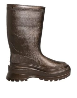 Dolce & Gabbana Metallic Brown Pull On Rain Boots Men's Shoes (Pre-Owned)
