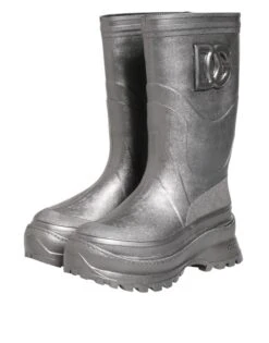 Dolce & Gabbana Metallic Silver Pull On Rain Boots Men's Shoes -Lux Lair Store 8356360