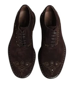 Dolce & Gabbana Brown Velvet Lace Up Oxford Dress Men's Shoes -Lux Lair Store 8357647