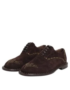 Dolce & Gabbana Brown Velvet Lace Up Oxford Dress Men's Shoes -Lux Lair Store 8357648