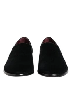 Dolce & Gabbana Black Velvet Loafers Formal Men Dress Men's Shoes -Lux Lair Store 8357885