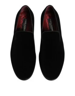 Dolce & Gabbana Black Velvet Loafers Formal Men Dress Men's Shoes -Lux Lair Store 8357886