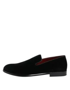 Dolce & Gabbana Black Velvet Loafers Formal Men Dress Men's Shoes -Lux Lair Store 8357889