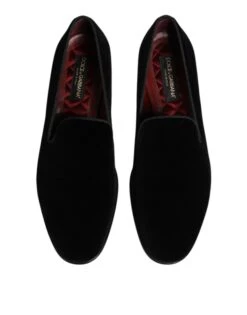 Dolce & Gabbana Black Velvet Slip On Loafers Men Formal Men's Shoes 10 Dolce & Gabbana Black Velvet Slip On Loafers Men Formal Men's Shoes -Lux Lair Store 8358663