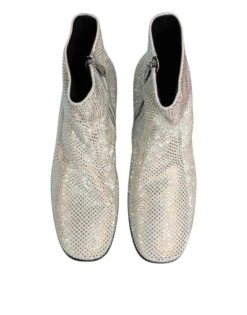 Dolce & Gabbana White Strass DG Logo Heels Ankle Boots Men's Shoes 10 Dolce & Gabbana White Strass DG Logo Heels Ankle Boots Men's Shoes -Lux Lair Store 8359483