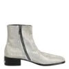 Dolce & Gabbana White Strass DG Logo Heels Ankle Boots Men's Shoes