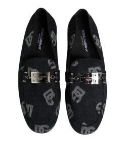 Dolce & Gabbana Blue Logo Cotton Loafers Formal Dress Men's Shoes -Lux Lair Store 8359621