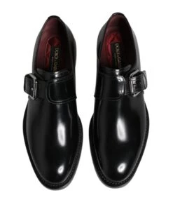 Dolce & Gabbana Black Leather Monk Strap Derby Formal Men's Shoes -Lux Lair Store 8360032