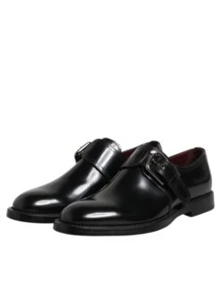 Dolce & Gabbana Black Leather Monk Strap Derby Formal Men's Shoes -Lux Lair Store 8360048